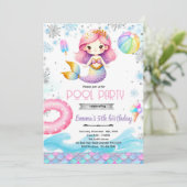 Winter pool mermaid party invitation 招待状 (スタンド正面)