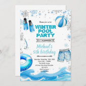 Winter pool party theme invitation 招待状 (正面/裏面)