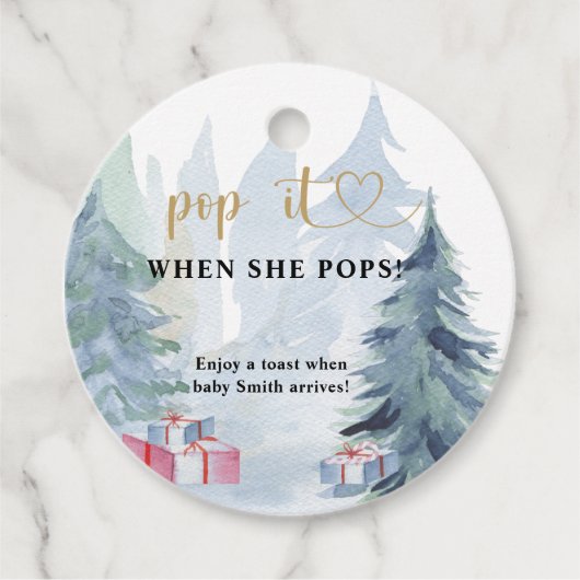 Winter Pop it when she pops ベビーシャワー フェイバータグ (正面)