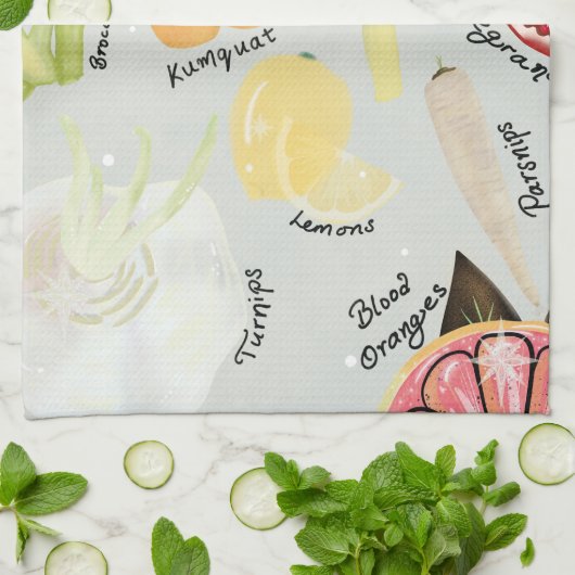 Winter Produce Guide キッチンタオル (折り畳み)