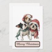 Winter Puppies Christmas Card Festive Greeting シーズンカード (正面/裏面)