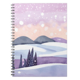Winter Purple Hills Watercolor Painting ノートブック