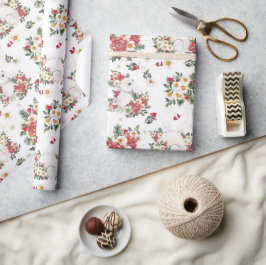Winter Rabbit Floral | バースデーパーティー ラッピングペーパー