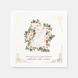 Winter Rabbit Floral | ベビーシャワーのためのナプキン スタンダードカクテルナプキン