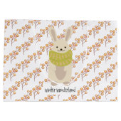Winter Rabbit With His Striped Scarf ラージペーパーバッグ (裏面)