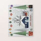 Winter racoon and trees Happy holidays Christmas ジグソーパズル (縦)