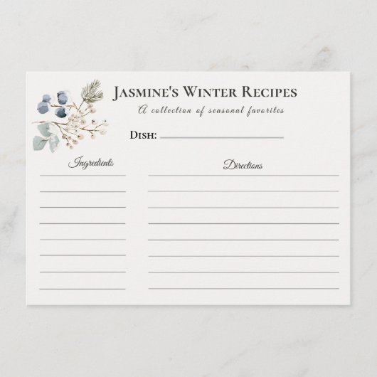 Winter Recipe Card – Kitchen Stationery 案内状 (正面)
