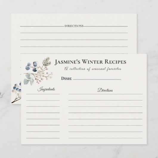 Winter Recipe Card – Kitchen Stationery 案内状 (正面/裏面)
