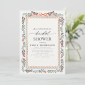Winter Red Bow QR Code Watercolor Bridal Shower 招待状 (スタンド正面)