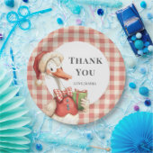 Winter Red Christmas Silly Goose 1st birthday ペーパープレート (パーティー)