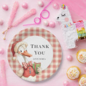 Winter Red Christmas Silly Goose 1st birthday ペーパープレート (パーティー)