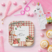 Winter Red Christmas Silly Goose  1st birthday ペーパープレート (パーティー)