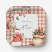 Winter Red Christmas Silly Goose  1st birthday ペーパープレート (正面)