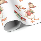 Winter Red Christmas Silly Goose  1st birthday ラッピングペーパー (ロールコーナー)