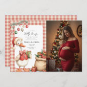 Winter Red Christmas Silly Goose Baby Shower 招待状 (正面/裏面)
