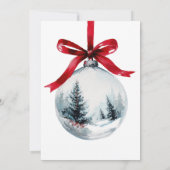 Winter Red Coquette Bow Ribbon QR Christmas Party 招待状 (裏面)