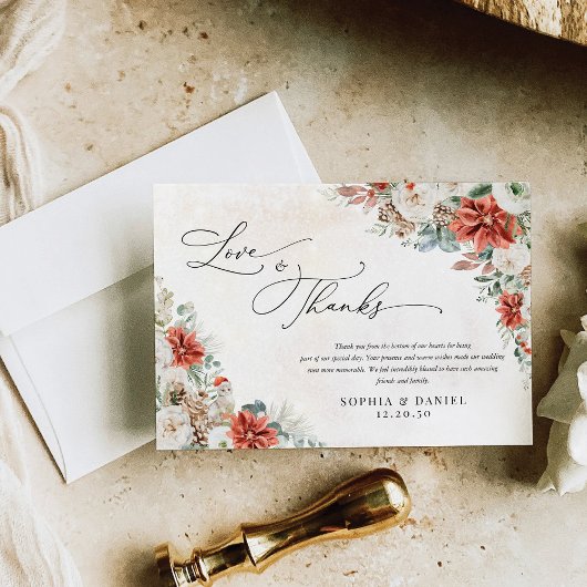 Winter Red Pinecone Wedding Thank You Cards サンキューカード