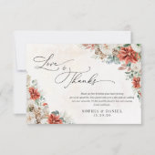 Winter Red Pinecone Wedding Thank You Cards サンキューカード (正面)