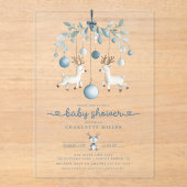 Winter Reindeer Baby Shower Invitation アクリル招待状 (正面)