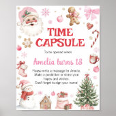 Winter Retro Christmas Birthday Time Capsule Sign ポスター (正面)