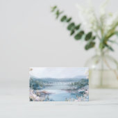 Winter River Landscape Gold Floral Elegant 名刺 (スタンド正面)