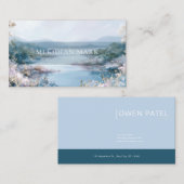 Winter River Landscape Gold Floral Elegant 名刺 (正面/裏面)