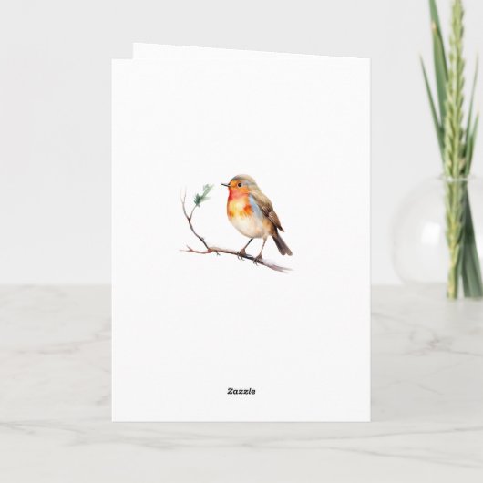 Winter Robin Pine Christmas Card カード (裏面)