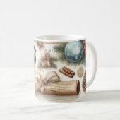 Winter Robin & Scroll: Vintage Christmas Mug コーヒーマグカップ (正面右)