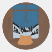 Winter Round Stickers - Decorative Snow Globe  ラウンドシール (正面)