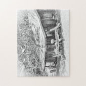 Winter Rural Scene Barn & Rake - Tennesseeの写真 ジグソーパズル (縦)