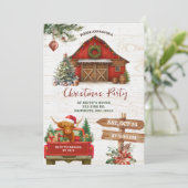 Winter Rustic Highland Cow Country Holiday Party 招待状 (スタンド正面)