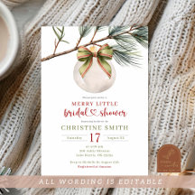 Winter Sage Green Bow Merry Little Bridal Shower