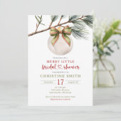 Winter Sage Green Bow Merry Little Bridal Shower 招待状 (スタンド正面)