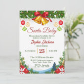 winter Santa Baby Christmas Holiday Baby Shower 招待状 (スタンド正面)
