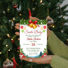 winter Santa Baby Christmas Holiday Baby Shower 招待状