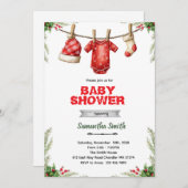 Winter santa baby shower invitation 招待状 (正面/裏面)