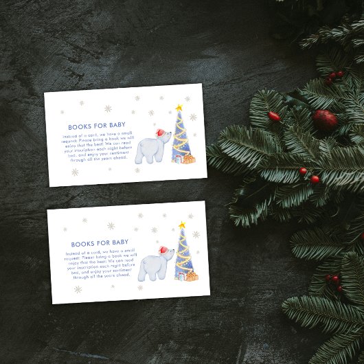 Winter Santa Polar Bear Books For Baby Shower エンクロージャーカード