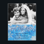 WINTER SAVE THE DATE Photo結婚's Postages 案内ポストカード<br><div class="desc">冬の写真の葉書を結婚保存する。写真カスタマイズと文字で</div>