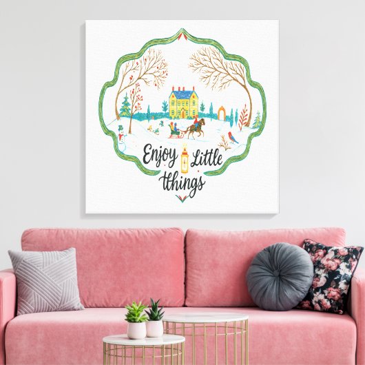 Winter Scene Art  Cozy Snow Landscape Canvas Print キャンバスプリント (インサイチュ (リビング))