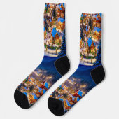 Winter Scene Merry Christmas Socks ソックス (左)