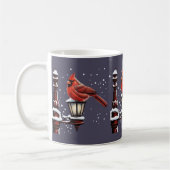 Winter Scene With Cardinal Bird Holiday Christmas コーヒーマグカップ (左)