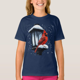 Winter Scene With Cardinal Bird Holiday Christmas Tシャツ
