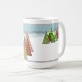 Winter scene with xmas trees コーヒーマグカップ (正面右)