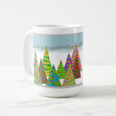 Winter scene with xmas trees コーヒーマグカップ (正面左)