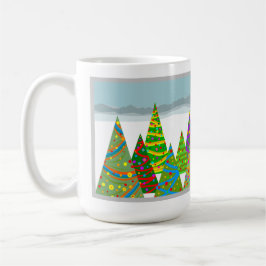 Winter scene with xmas trees コーヒーマグカップ
