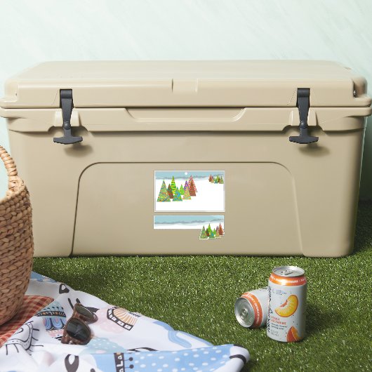 Winter scene with xmas trees シール (クーラー)