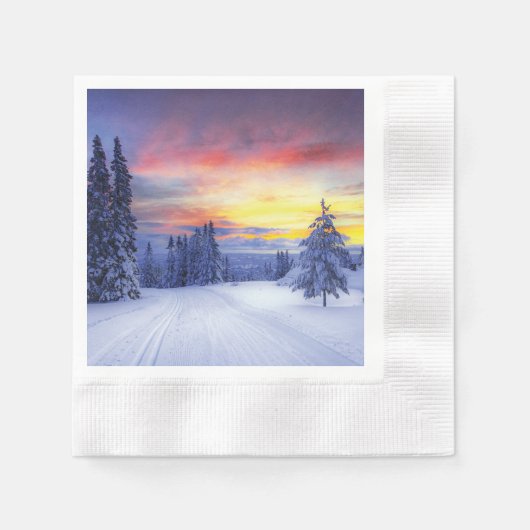 Winter scenery  縁ありカクテルナプキン (正面)