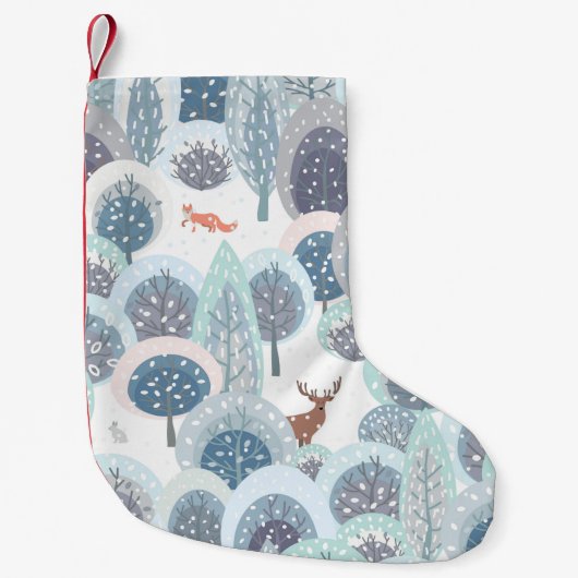 Winter seamless pattern with abstract flat handdra スモールクリスマスストッキング (正面)