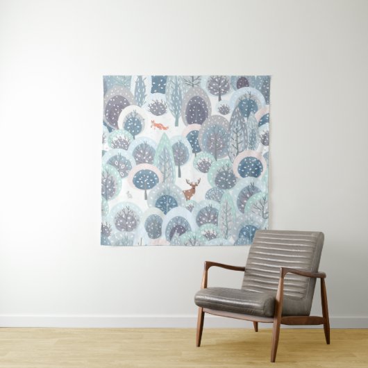 Winter seamless pattern with abstract flat handdra タペストリー (インサイチュ)
