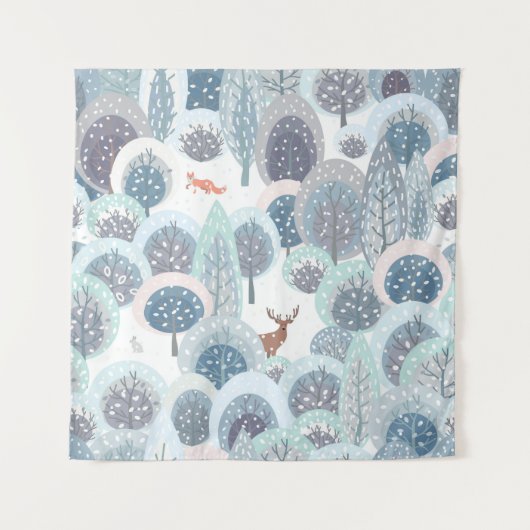 Winter seamless pattern with abstract flat handdra タペストリー (正面)